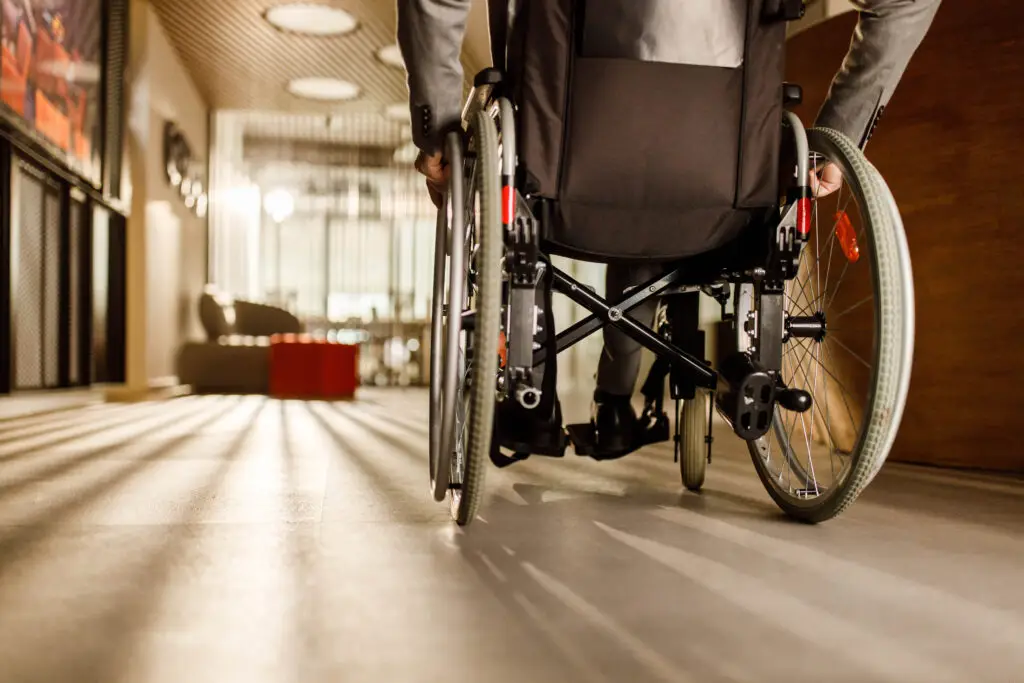 wheelchair and man in nursing home