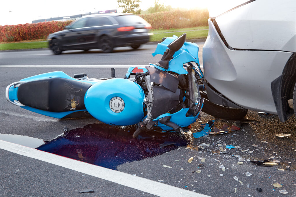 motorcycle damaged in an accident
