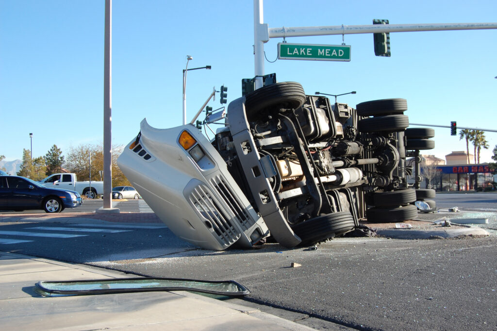 truck accident in richmond, truck overturned on the roadway