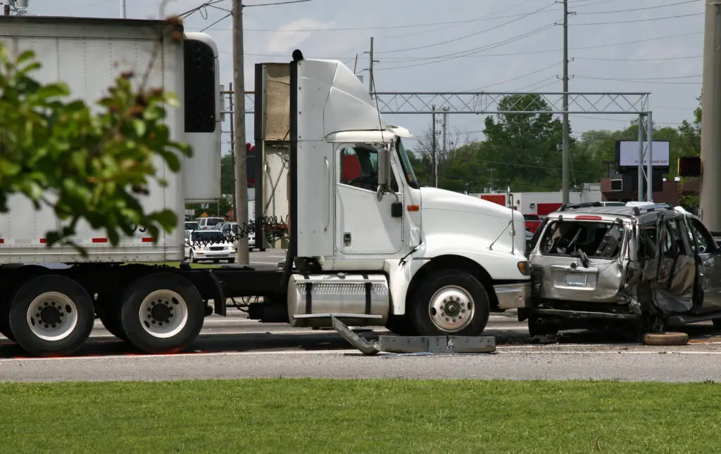A t-bone truck accident at an intersection.